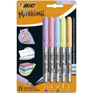 Markery permanentne Bic Marking Pastel, 5 kolorów